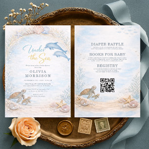 Invitation Toute en une Baby Shower Sous l'Océan