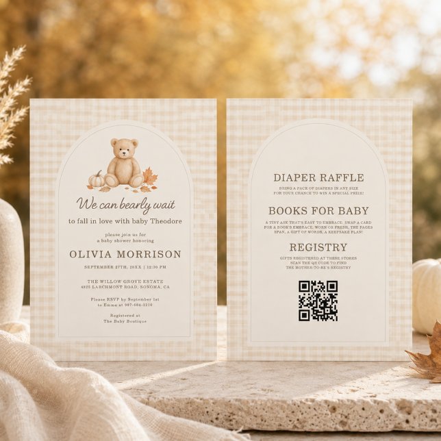 Invitation Toute en Une  Douce Attente Gingham Baby Shower d' (Créateur téléchargé)