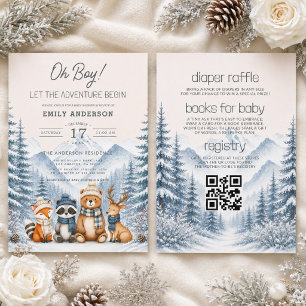 Invitation Toute en une Fête de Bébé de la Forêt de Bois en H