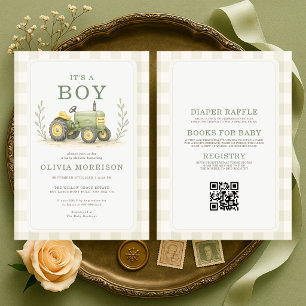 Invitation Toute en une Fête de Bébé Garçon Fermier