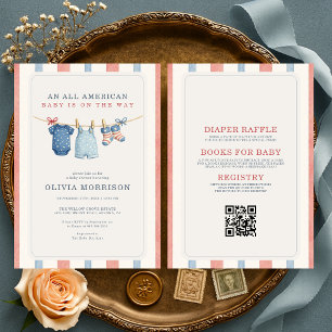 Invitation Toute en une Fête de Bébé Patriotique Américaine
