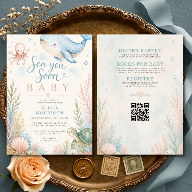 Invitation Toute en une Fête de Bébé Sous l'Océan (Créateur téléchargé)