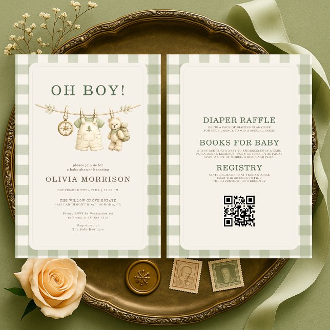 Invitation Toute en une Fête de Naissance Ourson de la Forêt  (Créateur téléchargé)
