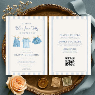 Invitation Toute en une Fille ou Garçon en Jean Bleu Baby Sho