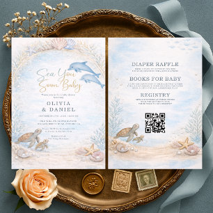 Invitation Toute en une mer Vous Bientôt Couple Baby Shower