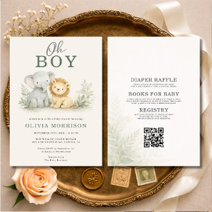 Invitation Toute en une Oh Boy Safari Animal Baby Shower