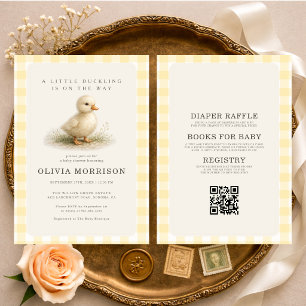 Invitation Toute en une petite caneton à carreaux Baby Shower