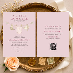 Invitation Toute en Une Petite Cowgirl Fille Baby Shower