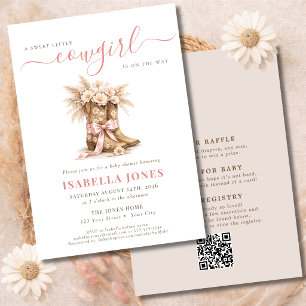 Invitation Toute en Une Petite Cowgirl Rose Fille Baby Shower