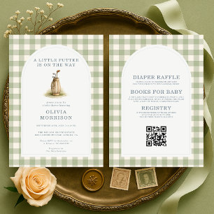 Invitation Toute en une petite fête de bébé au golf à carreau