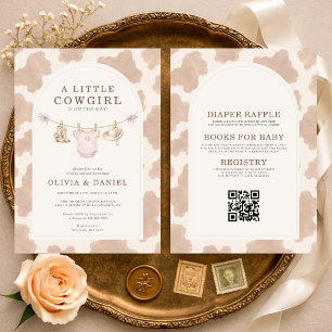 Invitation Toute en Une Petite Fille Cowgirl Impression Baby