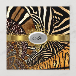 Invitation Toute fête d'anniversaire 50 ans avec peau d'anima