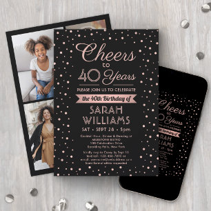 Invitation Toute fête d'anniversaire Cheers Black & Pink Conf