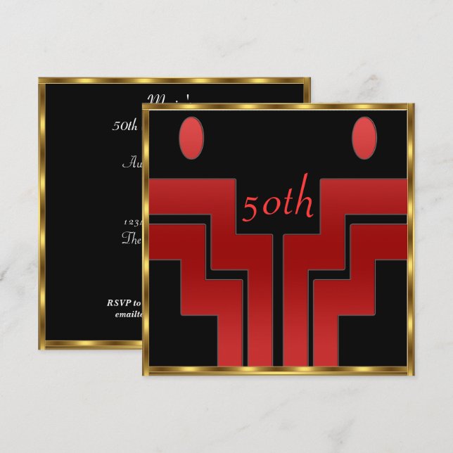 Invitation Toute fête d'anniversaire noire (Devant / Derrière)