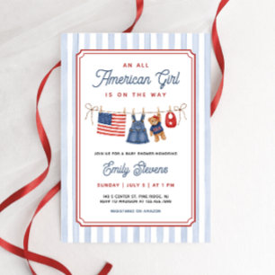 Invitation Toute fille américaine Shower de bébé patriotique