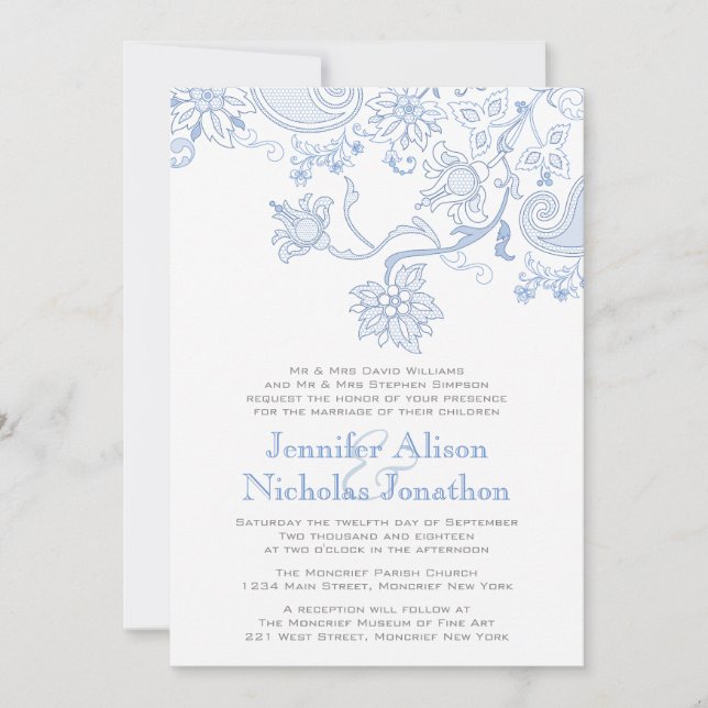 Invitation Toute Fleurs de couleur et mariage de dentelle de  (Devant)