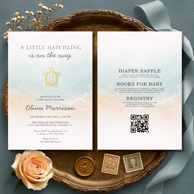 Invitation Toute la Fête de Naissance de Tortue de Mer Bébé e (Créateur téléchargé)