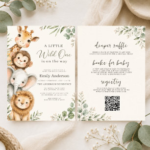 Invitation Toute la Fête Sauvage en Un Safari Animaux Baby Sh