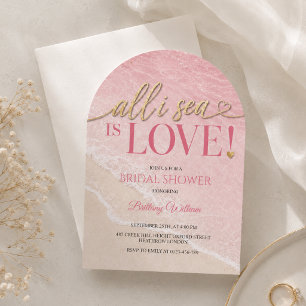 Invitation Toute la mer n'est qu'amour Pink Ocean Bridal Show