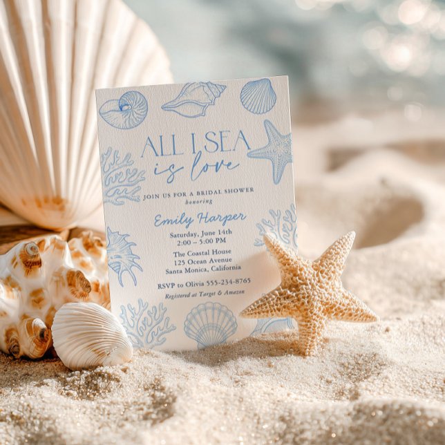Invitation Toute la mer n'est qu'amour Shower de mariage (Créateur téléchargé)