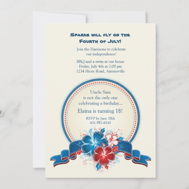 Invitation Toute l'invitation à l'hibiscus américain (Devant)