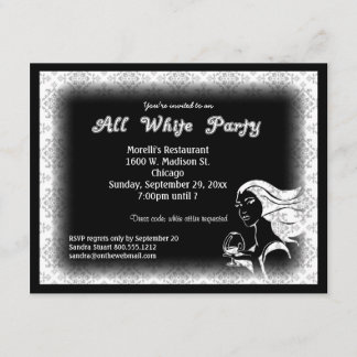 Invitation Toute l'invitation blanche de partie de thème de