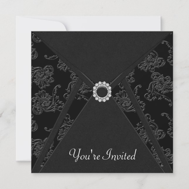 Invitation Toute occasion élégante fête noire (Devant)