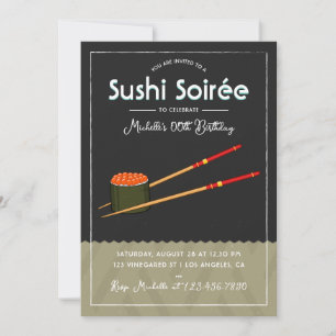 Invitation Toute Occasion Moderne Soirée de Sushi Soirée Dîne