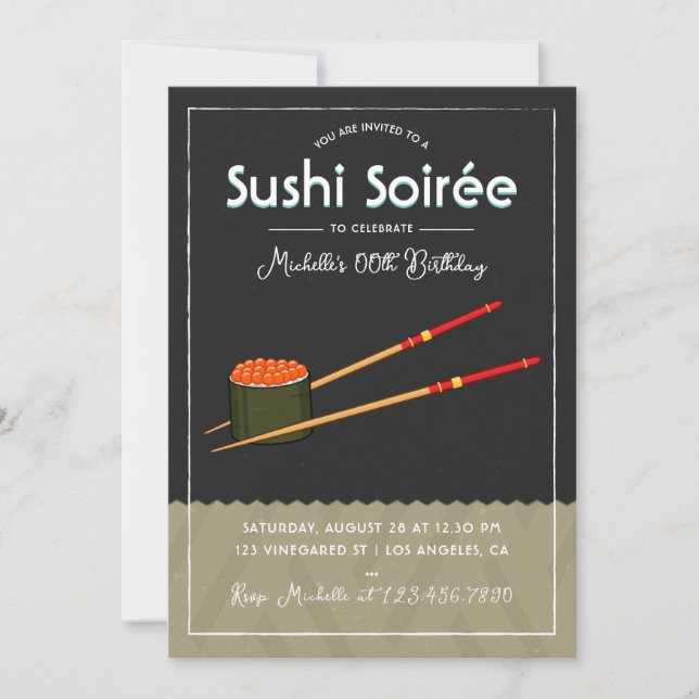 Invitation Toute Occasion Moderne Soirée de Sushi Soirée Dîne (Devant)