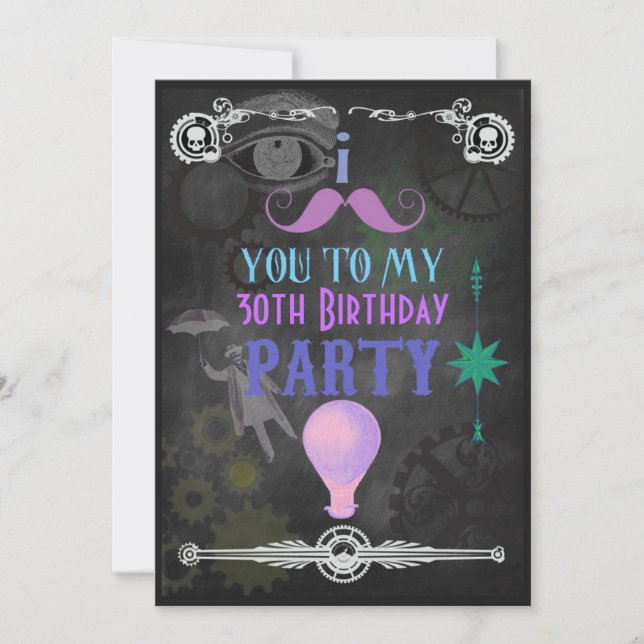 Invitation Toute occasion Steampunk Chalkboard Party Invitati (Devant)