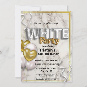 Invitation Toutes les affaires blanches ou la fête