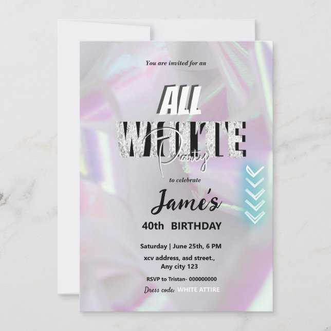 Invitation Toutes les affaires blanches ou l'invitation d'une (Devant)