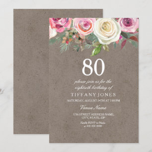 Invitation Toutes les années Vintage Roses blanches et roses