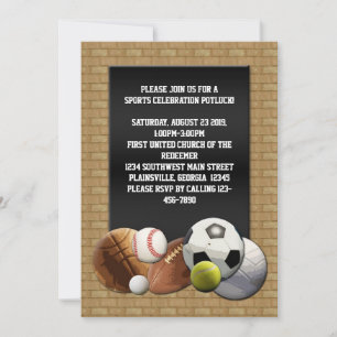 Invitation Toutes les balles de sport Star avec mur de brique