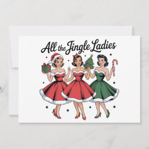Invitation Toutes les dames de Jingle Noël Rétro Vintage Xmas