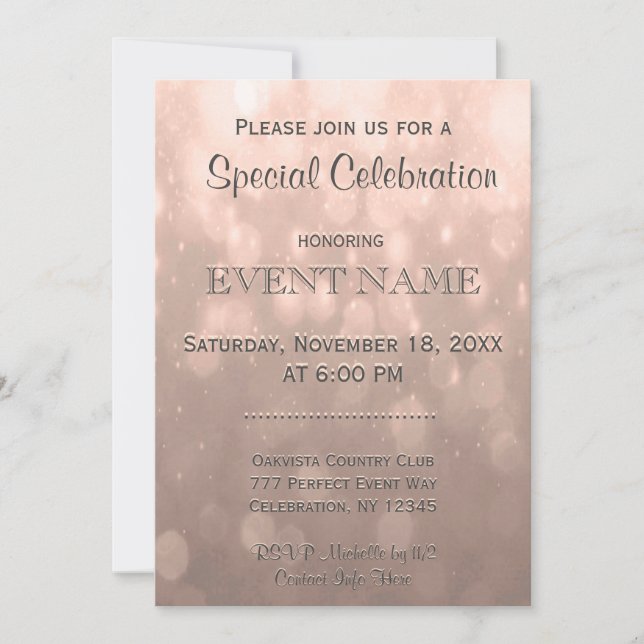 Invitation Toutes les fins | Peach Bokeh (Devant)