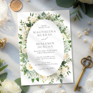 Invitation Toutes les hortensias blancs Roses Cadre floral Ma