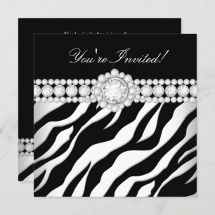 Invitation Toutes les Occasion Diamond Trier Noir Blanc Zebra