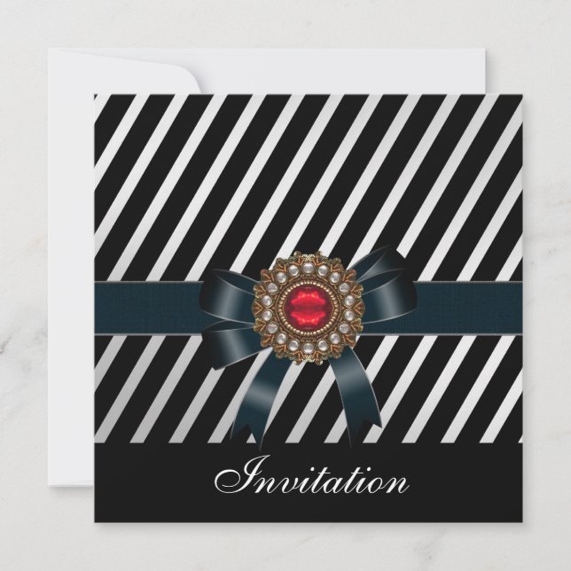 Invitation Toutes les Occasions Bande blanche noir (Devant)