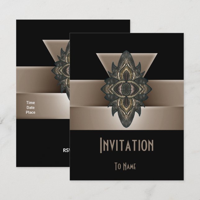 Invitation Toutes les Occasions Black Gold Biege A (Devant / Derrière)