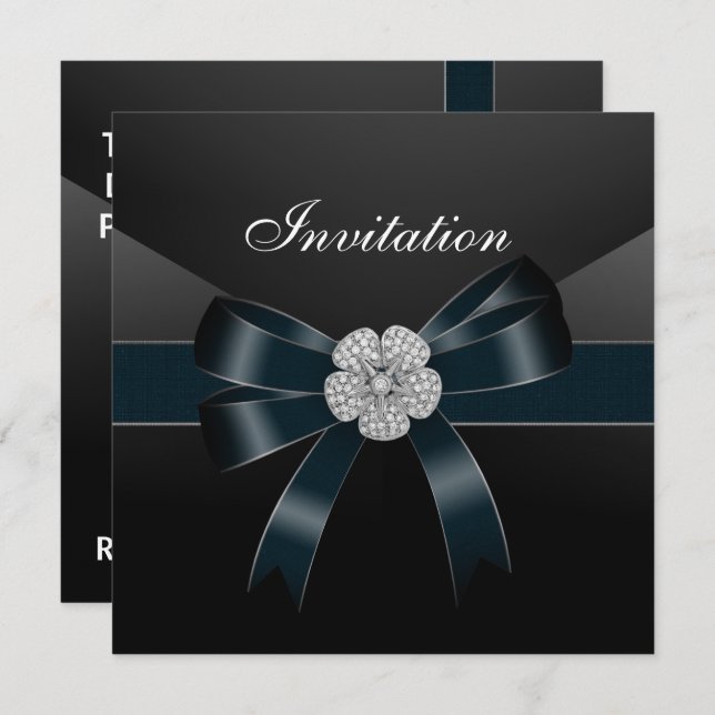 Invitation Toutes Les Occasions Diamant Bijou Noir (Devant / Derrière)