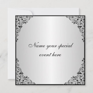 Invitation Toutes les occasions Élégante Flore noire d'argent
