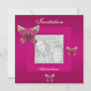 Invitation Toutes Les Occasions Papillon Rose Ajou