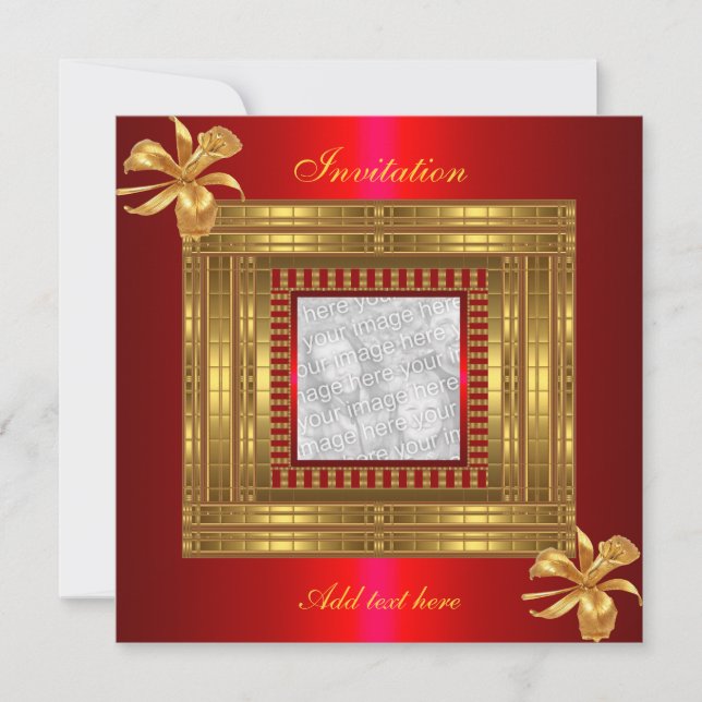 Invitation Toutes Les Occasions Riche Or Rouge Ajo (Devant)