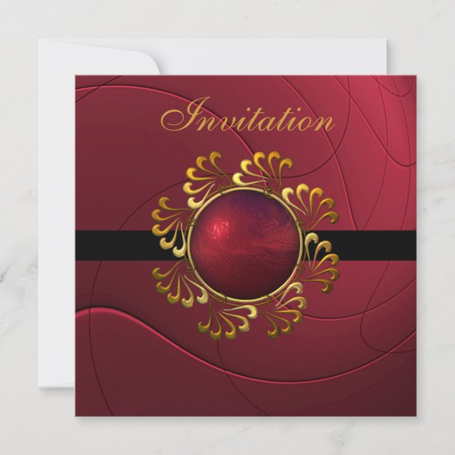 Invitation Toutes Les Occasions Riche Rouge Bijou  (Devant)
