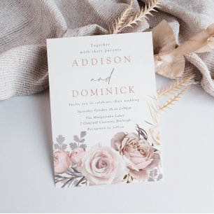Invitation Toutes les saisons Dusty Rose et Blush Floral Mari