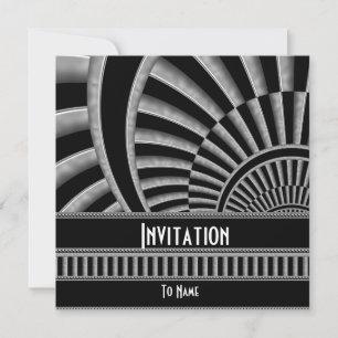 Invitation Toutes Occasions Argent Noir Art Déco