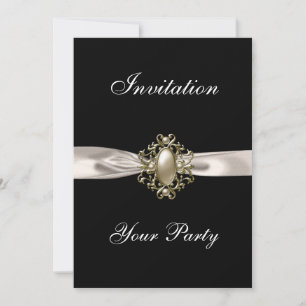 Invitation Toutes Occasions Biege Crème Bijou Noir
