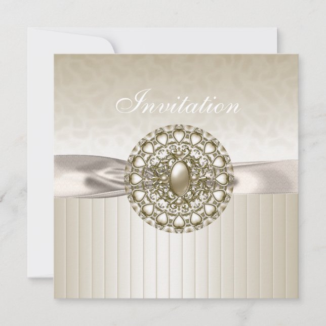 Invitation Toutes Occasions Biege Crème Joyau (Devant)