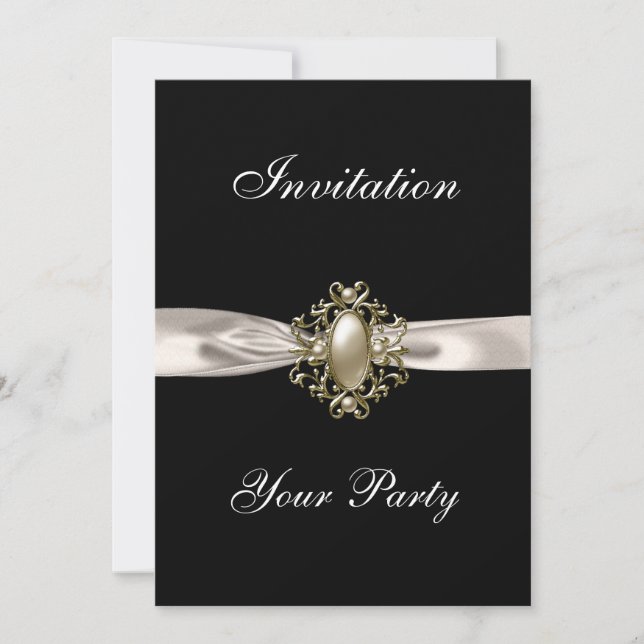 Invitation Toutes Occasions Biege Crème Joyau Noir (Devant)